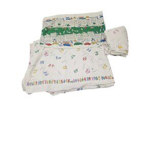 oshkosh vintage Thumbprint Sheets 3 Pc Set Twin Size Rare